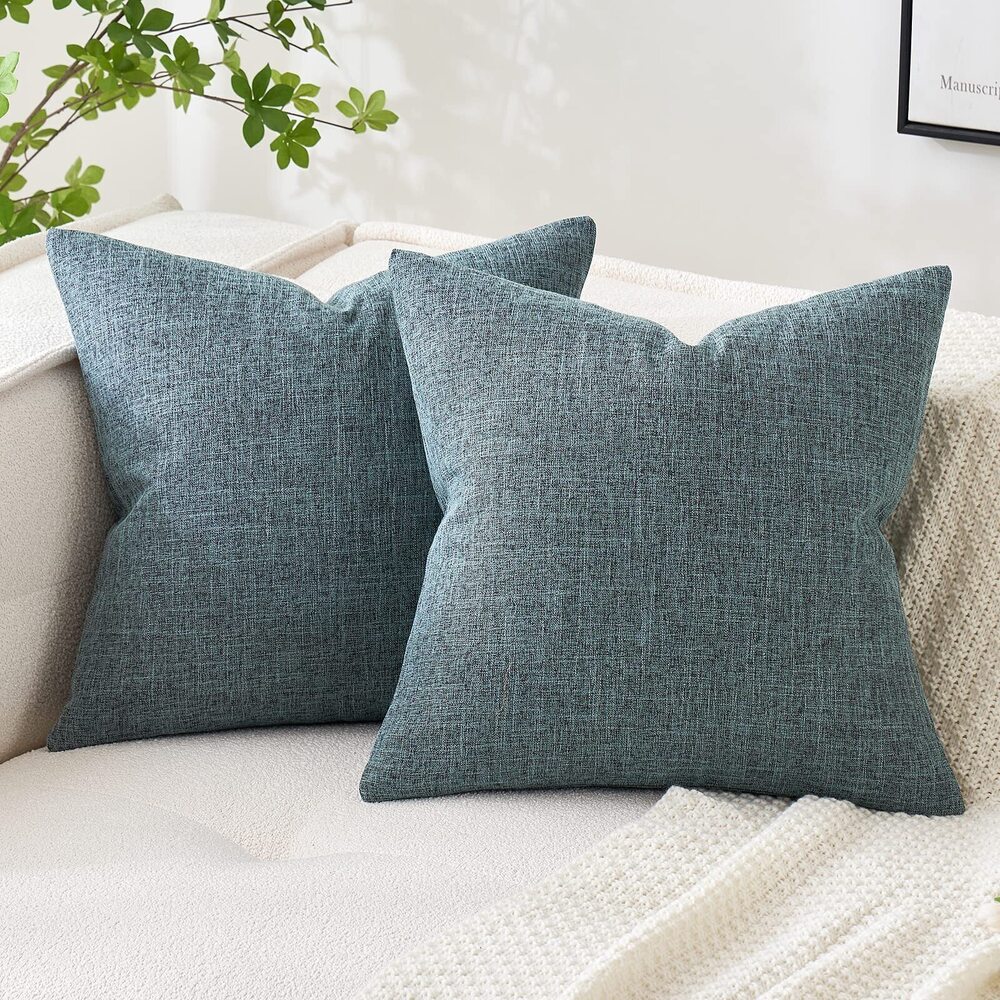 9524 Pack of 2 Decorative Linen Burlap Coastal Pillow Covers Farmhouse Boho